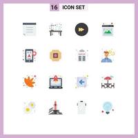 Set of 16 Modern UI Icons Symbols Signs for mobile gps fast browser photo Editable Pack of Creative Vector Design Elements