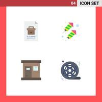 4 Thematic Vector Flat Icons and Editable Symbols of business sauna file party wellness Editable Vector Design Elements