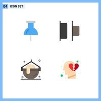 Group of 4 Modern Flat Icons Set for location pot distribute cook feeling Editable Vector Design Elements