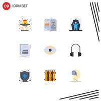 9 User Interface Flat Color Pack of modern Signs and Symbols of malicious link media fraud film artist Editable Vector Design Elements