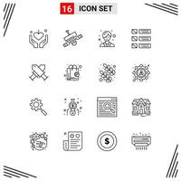 Outline Pack of 16 Universal Symbols of achievement listing signal list design Editable Vector Design Elements