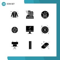 Set of 9 Modern UI Icons Symbols Signs for location define home pray muslim Editable Vector Design Elements