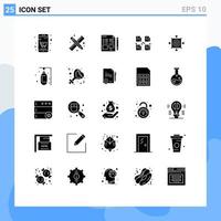 Pictogram Set of 25 Simple Solid Glyphs of focus data file folder exchange Editable Vector Design Elements