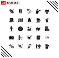 Set of 25 Modern UI Icons Symbols Signs for human avatar online add recharge Editable Vector Design Elements