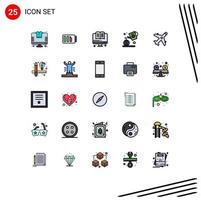 25 iconos creativos, signos y símbolos modernos de comercio electrónico de avión, día de agricultura en línea, elementos de diseño vectorial editables vector