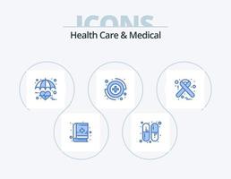 cuidado de la salud y diseño de icono azul médico icon pack 5. cinta. hospital. médico. VIH. médico vector