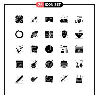 25 concepto de glifo sólido para sitios web móviles y aplicaciones atornillar gafas de computadora mouse limpiar elementos de diseño vectorial editables vector
