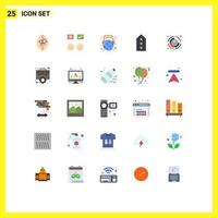 Modern Set of 25 Flat Colors and symbols such as three star education rank headphone Editable Vector Design Elements