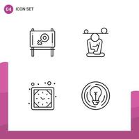 Stock Vector Icon Pack of 4 Line Signs and Symbols for board timer balance mind watch Editable Vector Design Elements