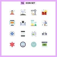 Modern Set of 16 Flat Colors Pictograph of write edit construction blog security Editable Pack of Creative Vector Design Elements
