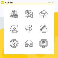 Mobile Interface Outline Set of 9 Pictograms of love flask trophy chemical send Editable Vector Design Elements