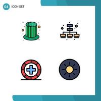 4 Creative Icons Modern Signs and Symbols of magic form cap web medicine Editable Vector Design Elements