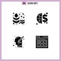 Group of Solid Glyphs Signs and Symbols for autumn human leaf global invesment thinking Editable Vector Design Elements