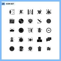 Group of 25 Solid Glyphs Signs and Symbols for arrow security camera wedding security camera Editable Vector Design Elements
