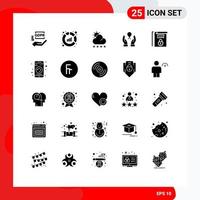 Mobile Interface Solid Glyph Set of 25 Pictograms of law woman forecast ribbon care Editable Vector Design Elements