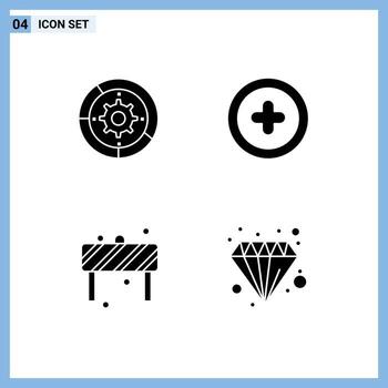 grupo de glifos sólidos modernos establecidos para motor de bloque de engranajes agregar elementos de diseño vectorial editables de signo vector