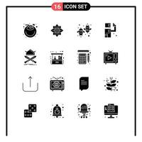 Pack of 16 Modern Solid Glyphs Signs and Symbols for Web Print Media such as battle kill agriculture gunman fly Editable Vector Design Elements