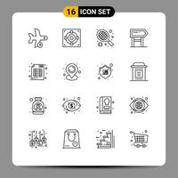 16 iconos creativos signos y símbolos modernos de la motivación de la marca dirección de la ubicación del objetivo elementos de diseño vectorial editables vector