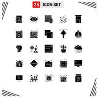 Group of 25 Solid Glyphs Signs and Symbols for house architecture responsive space asteroid Editable Vector Design Elements