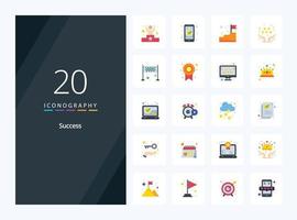 20 Sucess Flat Color icon for presentation vector