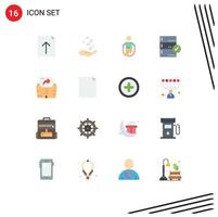 16 Flat Color concept for Websites Mobile and Apps data base activity backup skipping Editable Pack of Creative Vector Design Elements