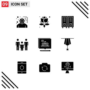 Pictogram Set of 9 Simple Solid Glyphs of business analysis library health couple Editable Vector Design Elements