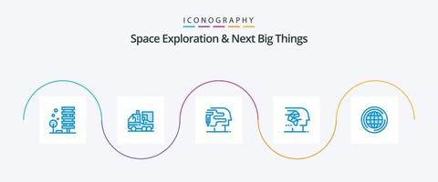 Space Exploration And Next Big Things Blue 5 Icon Pack Including interface. brain. leaf. artificial. big think vector