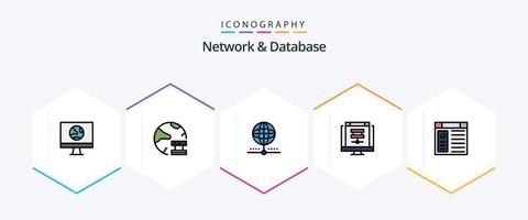 Network And Database 25 FilledLine icon pack including database. cloud. network. network. database vector