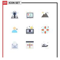 conjunto de 9 iconos de interfaz de usuario modernos símbolos signos para conjuntos descubrir personas diseño sol hito elementos de diseño vectorial editables vector