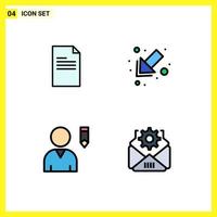 Pack of 4 Modern Filledline Flat Colors Signs and Symbols for Web Print Media such as file user report left setting Editable Vector Design Elements