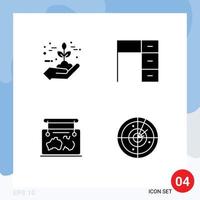 4 Thematic Vector Solid Glyphs and Editable Symbols of protection work green furniture map Editable Vector Design Elements