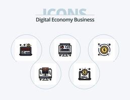 Digital Economy Business Line Filled Icon Pack 5 Icon Design. web. technology. business. smart home. internet vector