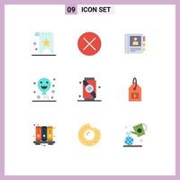 Pack of 9 creative Flat Colors of drink halloween navigation balloons diary Editable Vector Design Elements