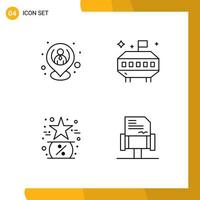 Pictogram Set of 4 Simple Filledline Flat Colors of employee favorite location space like Editable Vector Design Elements