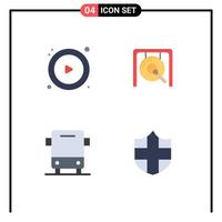 Mobile Interface Flat Icon Set of 4 Pictograms of control traffic gong chinese vehicles Editable Vector Design Elements