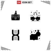 4 User Interface Solid Glyph Pack of modern Signs and Symbols of suitcase damage case portfolio biology Editable Vector Design Elements