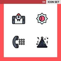 Stock Vector Icon Pack of 4 Line Signs and Symbols for app dial start ui hat Editable Vector Design Elements