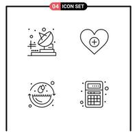 paquete de iconos de vector de stock de 4 signos y símbolos de línea para el entorno de radio amor agregar agregar elementos de diseño de vector editables