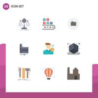 9 Thematic Vector Flat Colors and Editable Symbols of factory resource product consumption basic Editable Vector Design Elements