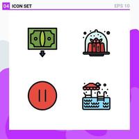 4 Creative Icons Modern Signs and Symbols of business control money cake pause Editable Vector Design Elements