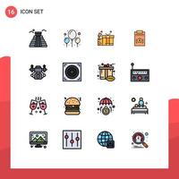 Pack of 16 creative Flat Color Filled Lines of technology action tag money business Editable Creative Vector Design Elements