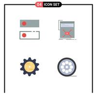 Pictogram Set of 4 Simple Flat Icons of dns bottle tools video drink Editable Vector Design Elements