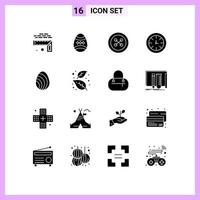 16 Universal Solid Glyph Signs Symbols of eastre global button clock watch Editable Vector Design Elements