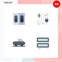 Pack of 4 Modern Flat Icons Signs and Symbols for Web Print Media such as medicine roadster bio electricity cube Editable Vector Design Elements