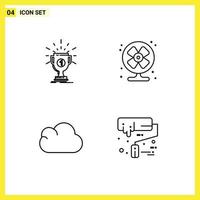 Set of 4 Modern UI Icons Symbols Signs for award cloud reward conditioner storage Editable Vector Design Elements