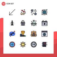 paquete de iconos de vectores de stock de 16 signos y símbolos de línea para elementos de diseño de vectores creativos editables globales de internet femenino en todo el mundo para portátiles