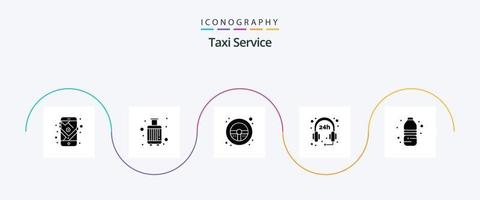 Taxi Service Glyph 5 Icon Pack Including water. survice. travel. support. wheel vector