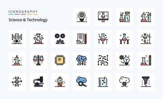 25 Science And Technology Line Filled Style icon pack vector