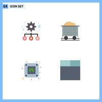 Modern Set of 4 Flat Icons Pictograph of hierarchy plug cart wheel wireframe Editable Vector Design Elements