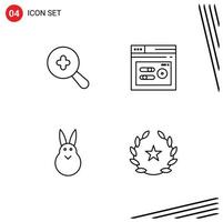 Set of 4 Commercial Filledline Flat Colors pack for expanded easter bunny keyword web cinema Editable Vector Design Elements